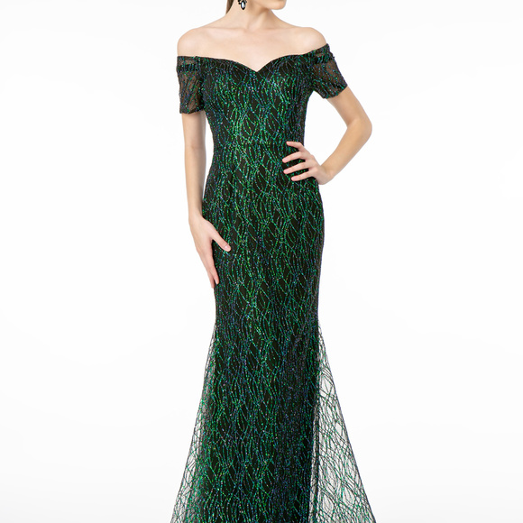 Off Shoulder Tulle Jewel Dress GSGL1846 - Picture 1 of 5
